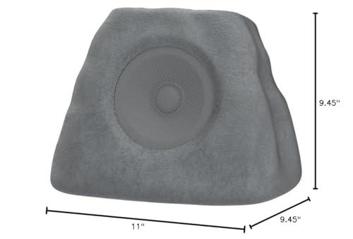 iHome iHome IHRK-500LTMS-PR Solar Rechargeable 30W Outdoor LED Rock Speaker, Weatherproof, Wireless, Multi-Link Surround Sound, for Pool and Garden - Pair