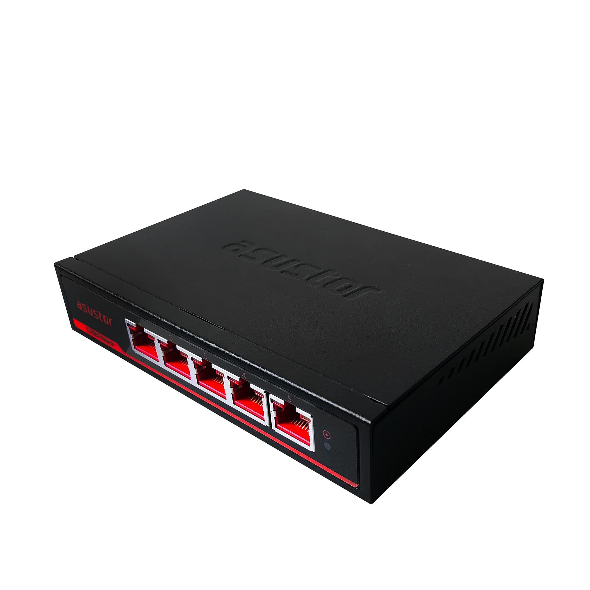 Asustor Asustor ASW205T 5 Port 2.5G Unmanaged Ethernet Network Switch, Plug and Play, Wall-Mount