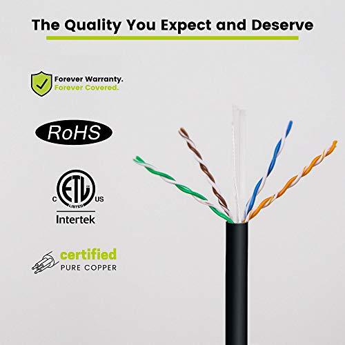 TRUE CABLE trueCABLE Cat6 Riser (CMR), 1000ft, Black, 23AWG 4 Pair Solid Bare Copper, 550MHz, PoE++ (4PPoE), ETL Listed, Unshielded Twisted Pair (UTP), Bulk Ethernet Cable