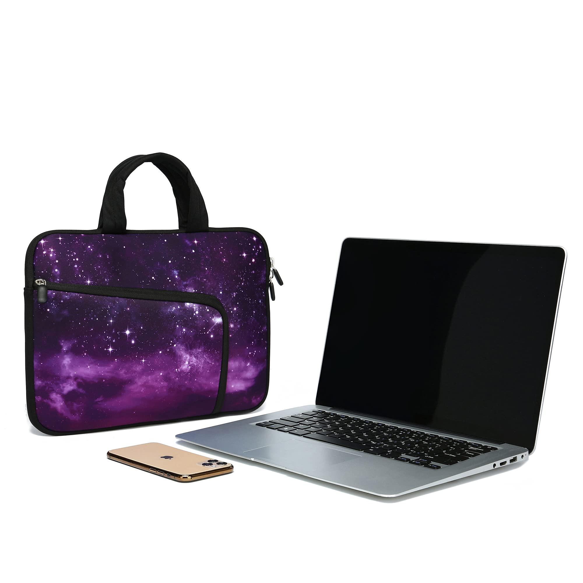 HAPPYLIVE SHOPPING 14 15 15.4 15.6 inch Laptop Handle Bag Computer Protect Case Holder Notebook Sleeve Neoprene Cover Soft Carrying Case with Extra Pockets for Dell Lenovo Toshiba HP Chromebook ASUS Acer(Purple Galaxy)