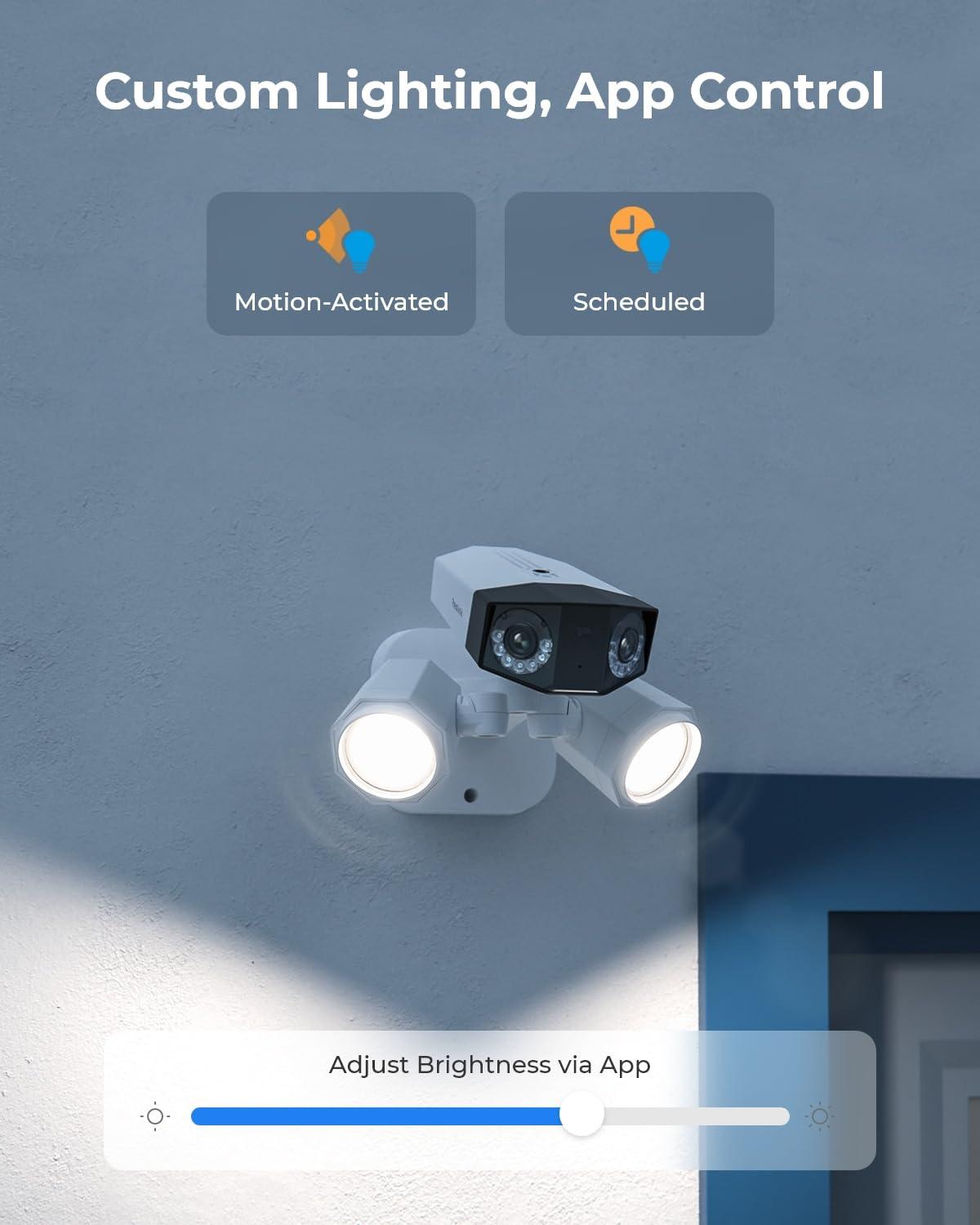 REOLINK REOLINK 4K Floodlight Camera for PoE Security Camera System, IP Outdoor Camera in 180 Degree Ultra-Wide Angle, Human/Vehicle/Pet Alerts, 1800 Lumen Floodlights, Two Way Talk