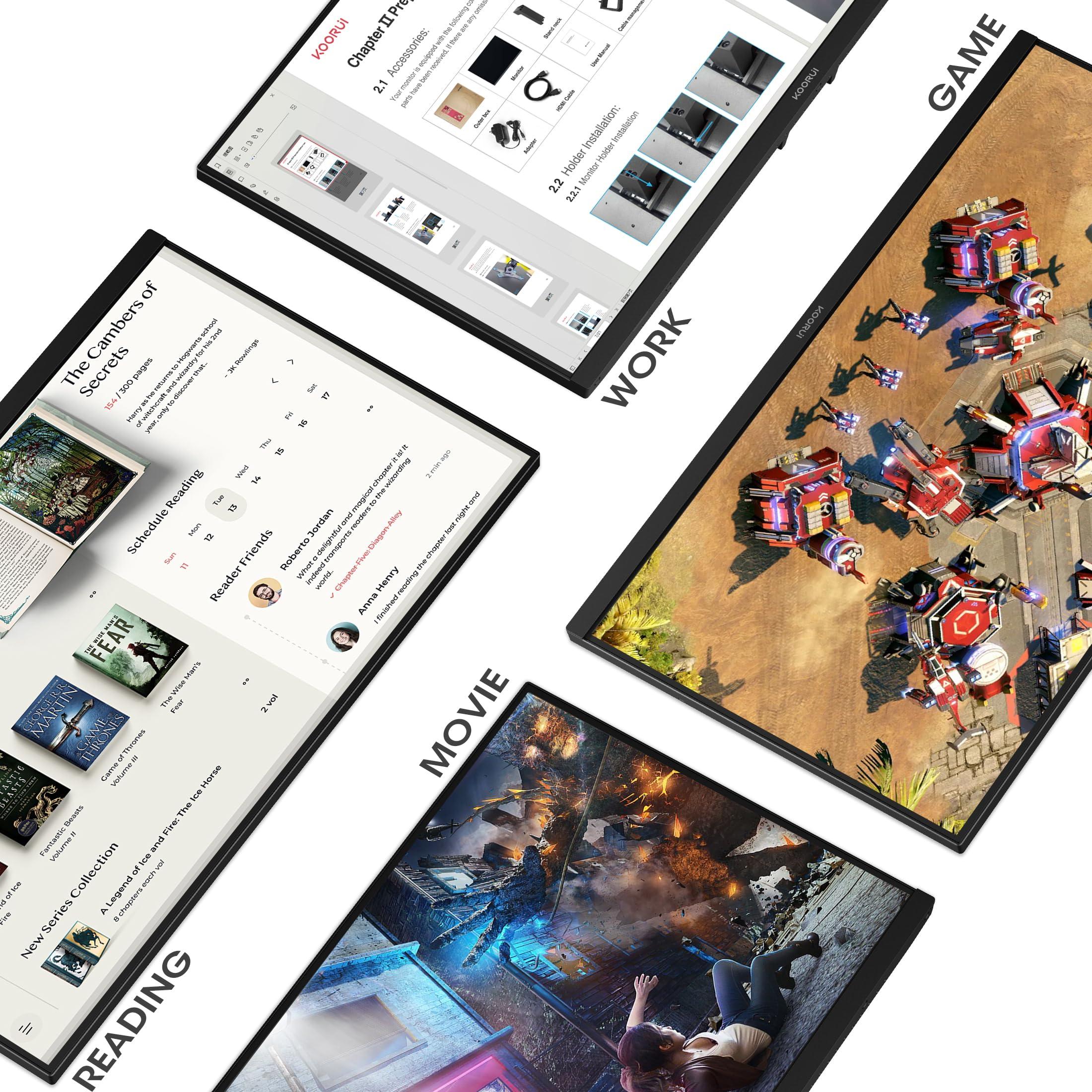 KOORUI KOORUI 22 Inch Computer Monitor Full HD 1080P 100Hz PC Gaming Screen VA Panel Ultra-Slim Display 3000:1 Contrast Ratio with Adpitive Sync (HDMI/VGA/VESA Compatible 100x100mm/Audio Out), Tilt, Black