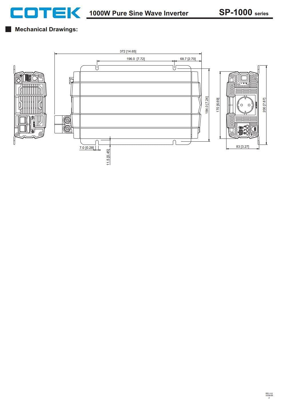 COTEK Cotek SP-1000-212 Pure Sine Wave Inverter 230VAC 12VDC 1000W