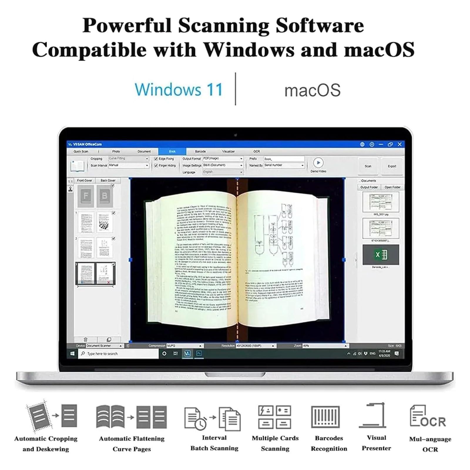 LHQYA Document Scanner, 23MP A2 Large Format Camera Scanner, Support OCR Multi-Language/Auto-Flatten/apture Size A2, for Windows 7/8/8.1/10