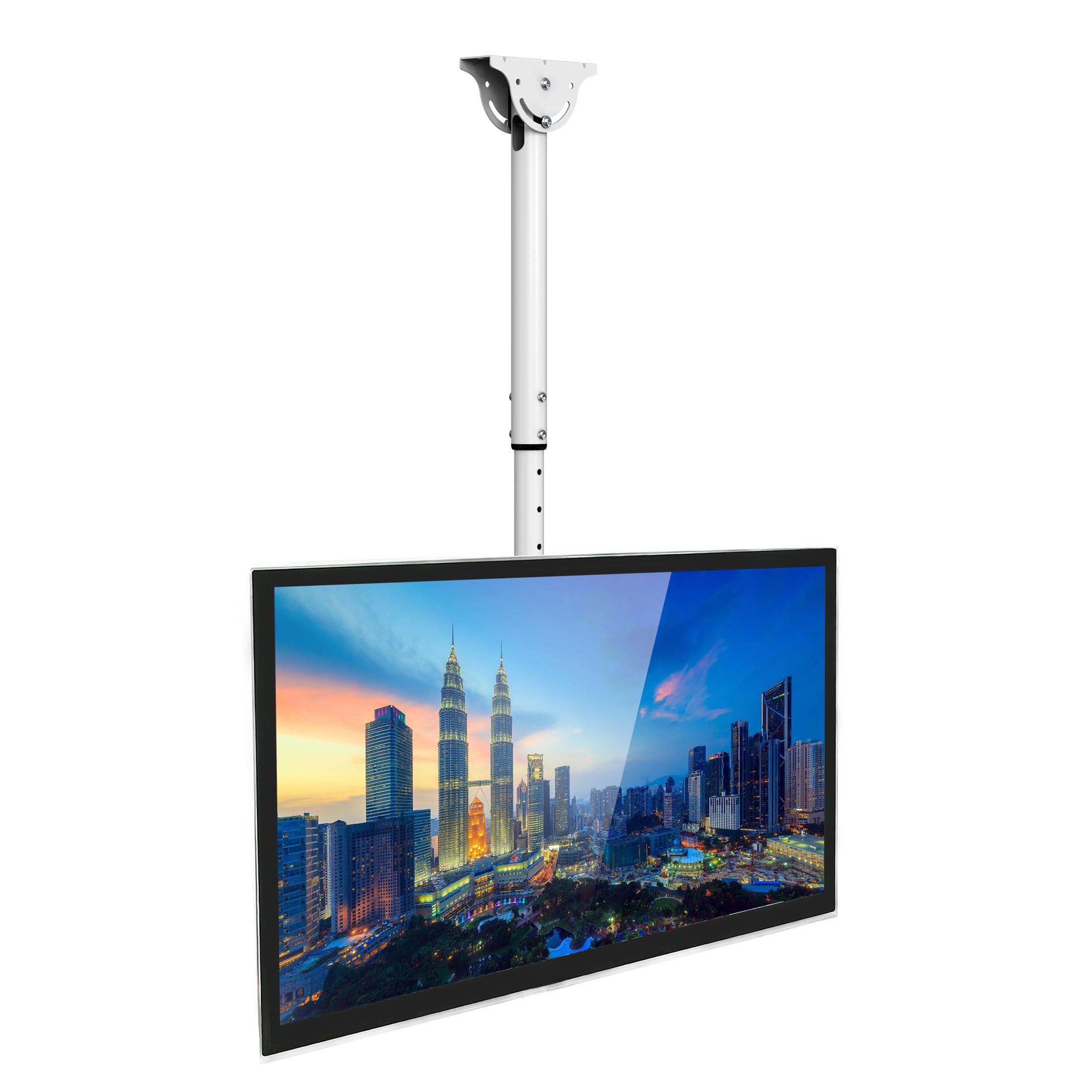 Mount-It! Mount-It! Full Motion Ceiling TV Mount Bracket, Adjustable Height 360 Deg Swivel Tilt Mount for Home and Commercial Use, Fits up to 75 Inch TVs, 110 Pound Capacity, White