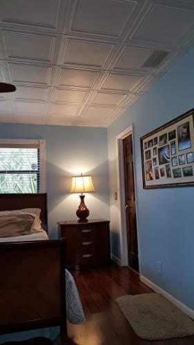 A La Maison Ceilings A La Maison Ceilings R24 Line Art Foam Glue-up Ceiling Tile (21.6 sq. ft./Case), Pack of 8, Plain White