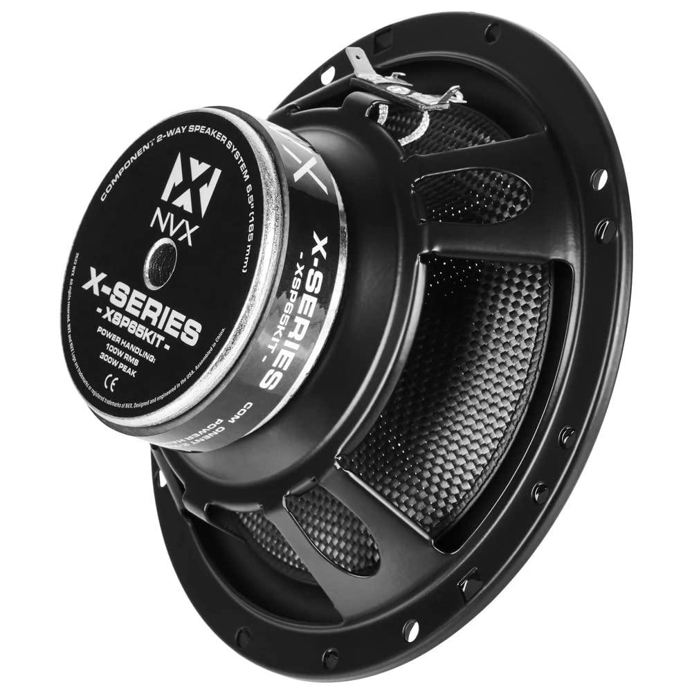 NVX NVX XSP65KIT 6.5\" Car Speakers, 600W Max, 200W RMS, 2-Way 6-1/2 inch Component System w/ 1\" Silk Dome Tweeters & Passive X-Overs, Easy to Install in Cars/Trucks/Doors (Pair)