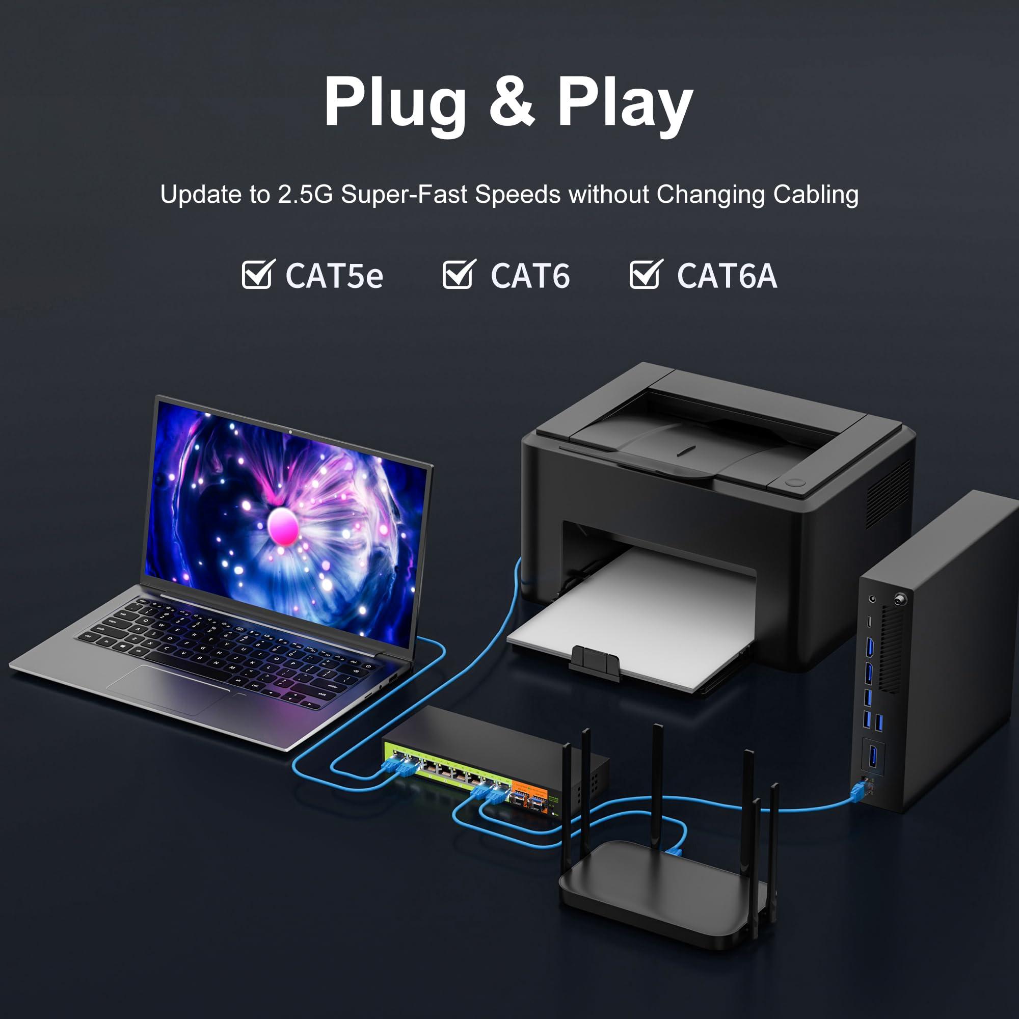 SICSOLINK SICSOLINK 10-Port 2.5 Gigabit Switch with 210G SFP Uplink Ports,Unmanaged ,Fanless,Compatible with 100/1000/2500Mbps Network (SL-G0802F)