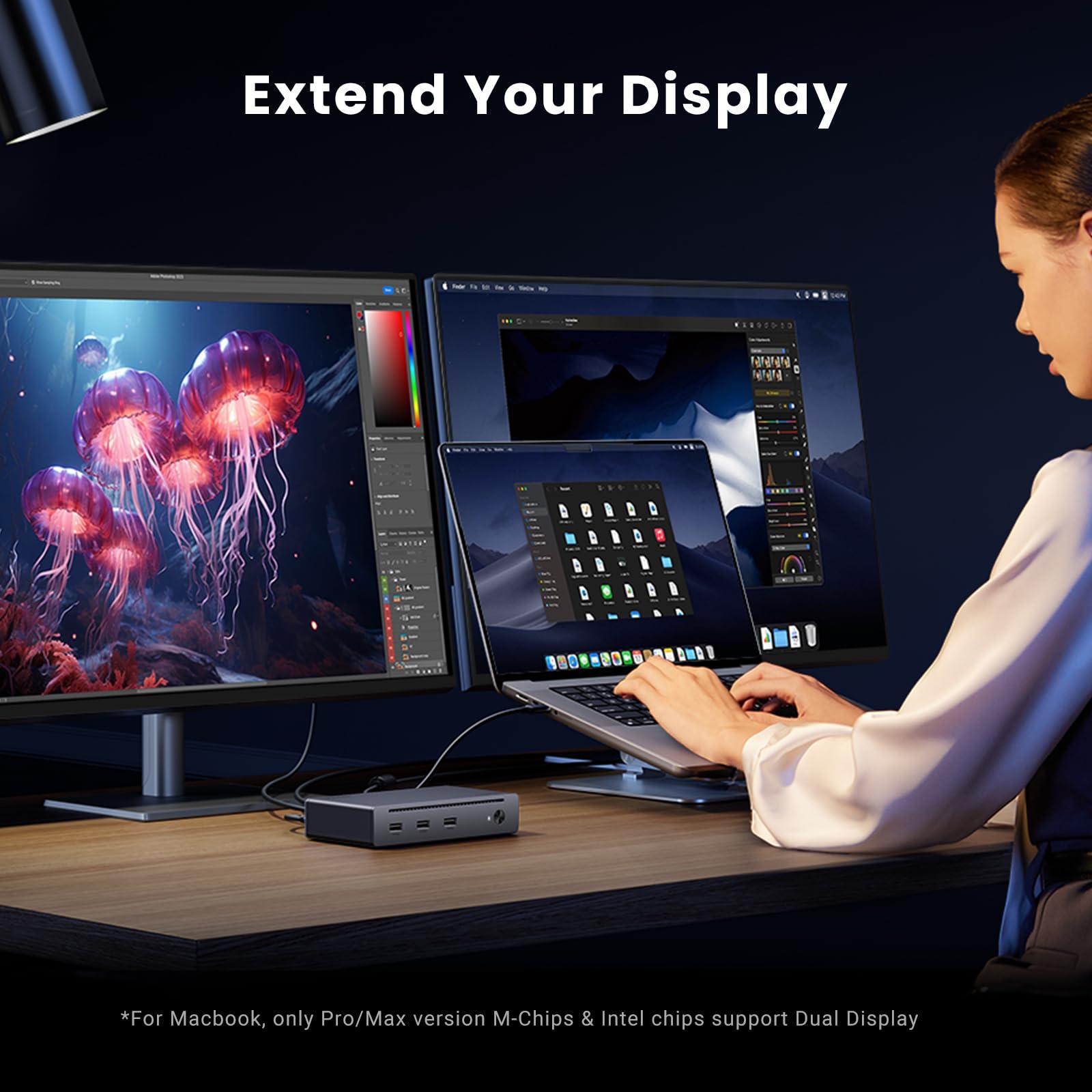 UGREEN UGREEN Revodok Max 208 Thunderbolt 4 Dock 8-in-1 40Gbps Thunderbolt 4 Hub 3 x Thunderbolt 4 Dual 4K@60Hz or Single 8K Display, 85W Charging, Gigabit Ethernet, 3 x USB A 3.2 for Mac M1/M2/M3/M4 Pro/Max