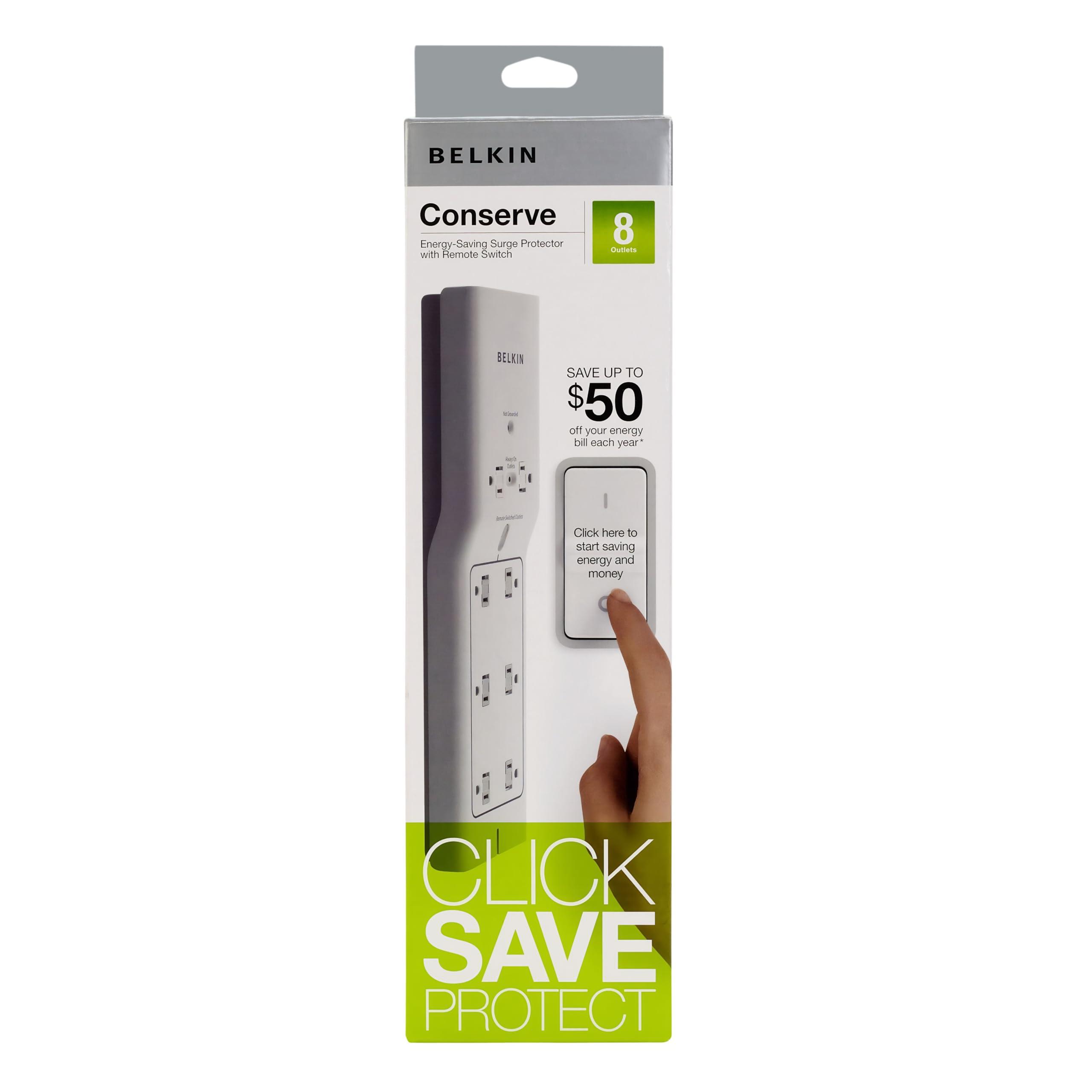Belkin Belkin 8-Outlet Conserve Switch Surge Protector, 4ft Cord and Remote, White
