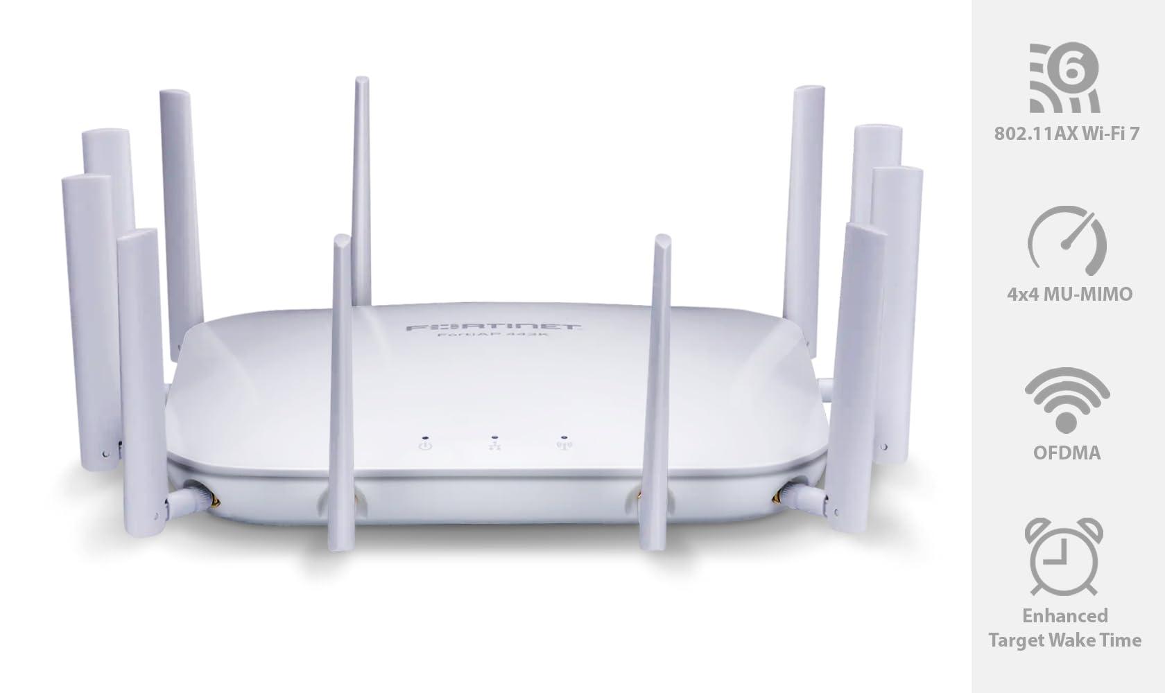 FORTINET Fortinet FortiAP 443K | 4x4 Wi-Fi 7 Outdoor Wireless Access Point - Tri-Band, External Antennas, 2X 10G Ethernet Ports (FAP-443K-A)