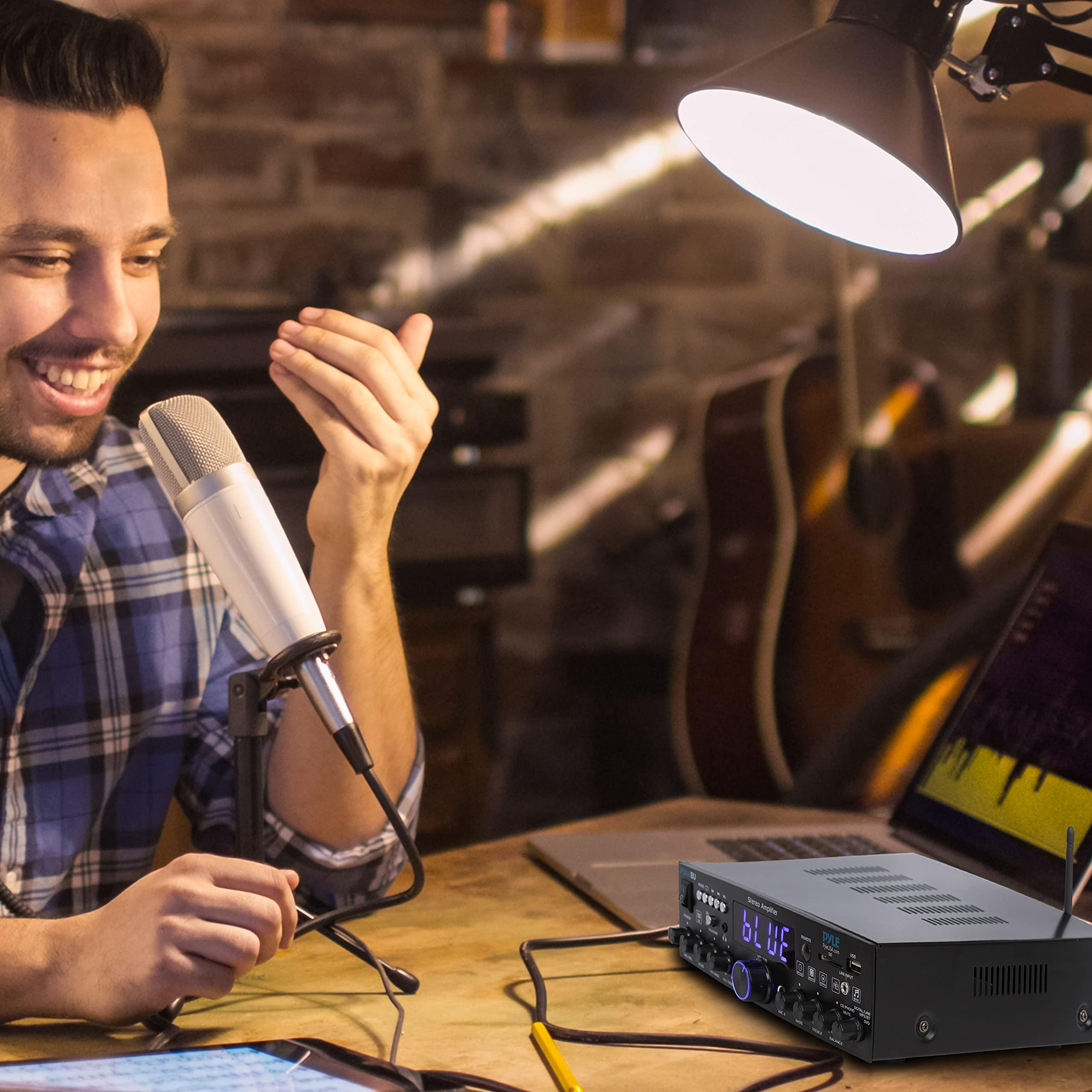 Pyle Pyle Wireless Bluetooth Home Stereo Amplifier - Multi-Channel 200W Power Amplifier Home Audio Receiver System w/ Optical/Phono/Coaxial, FM Radio, USB/SD, AUX, RCA, Mic in - Antenna, Remote - PDA4BU