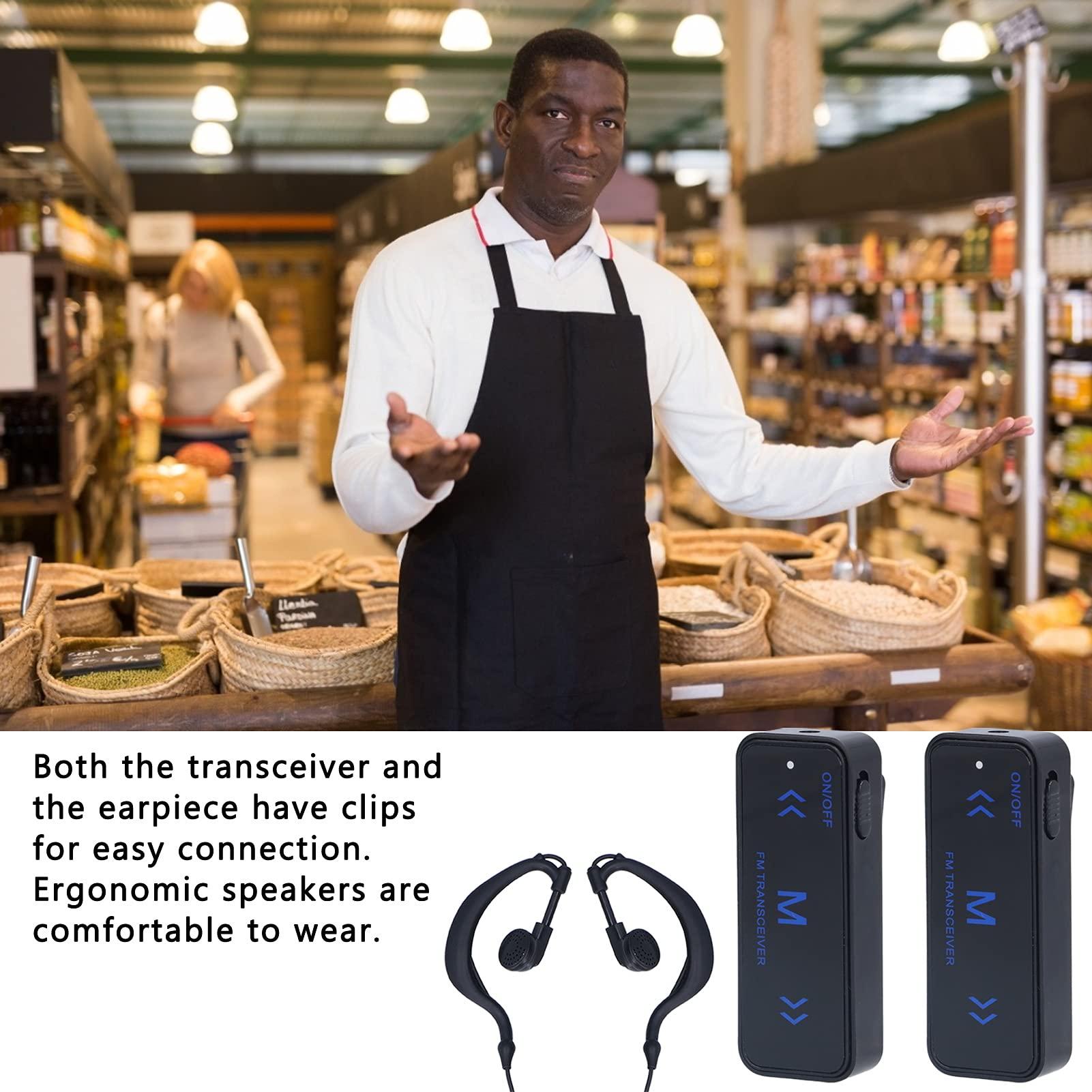 PUSOKEI 1 Pair Mini Radio Walkie Talkie with Earphones Rechargeable,Thin 2Way Radio Long Range with Earpiece for Supermarkets Shopping Centers Hotels,16 Channels HD Communication Walkie Talkie