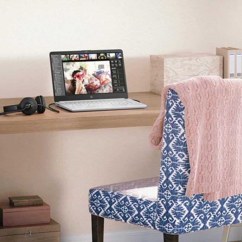 HP HP 14" LED Business Laptop Computer, 8GB RAM 320GB Storage (64GB eMMC+256GB SD Card), Intel Quad-Core N4120, Windows 11 S Laptop with 1-Year Microsoft Office 365, PLUSERA Earphones, White