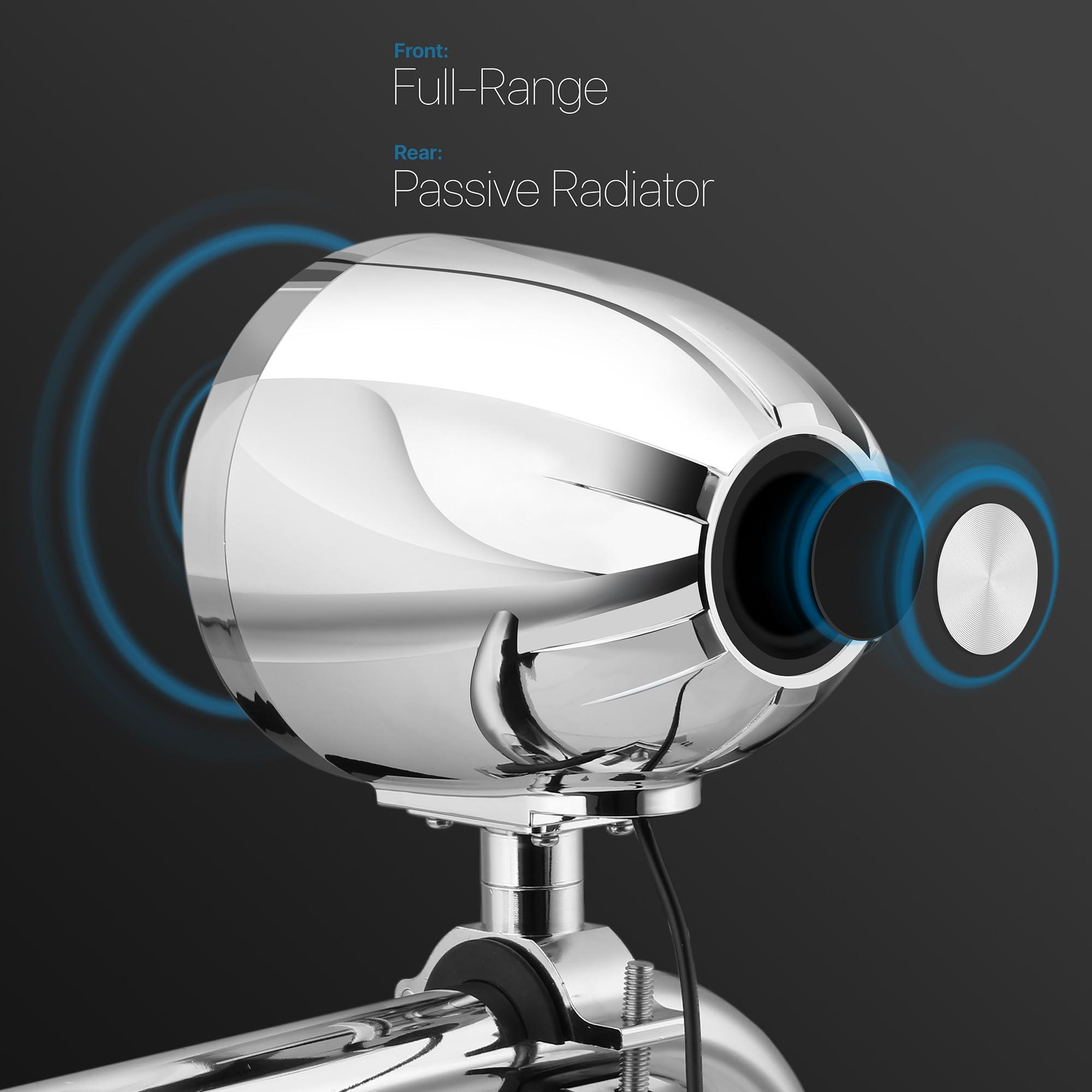 GoHawk GoHawk TR4-Titan Motorcycle Bluetooth 4 Speakers Audio Stereo 4.1 Channel Waterproof Amplifier System 4" Full Range Handlebar Mount MP3 Music Player for Harley ATV UTV FM Radio USB Chrome