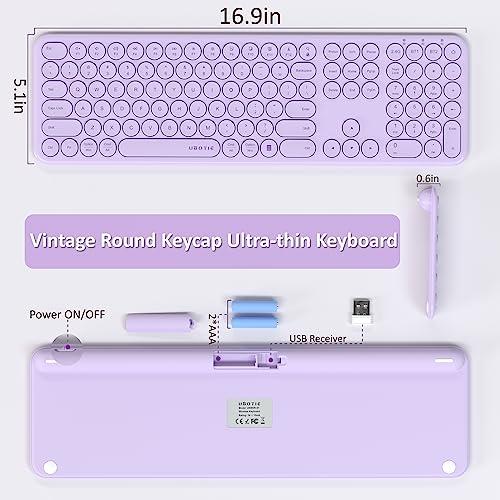 UBOTIE UBOTIE Wireless Purple Keyboard, Bluetooth 2.4GHz Dural Mode Connection Scissor Switches Slim Quiet Round Keycaps Full Size Office Computer Keyboards for PC MAC Smart Phones