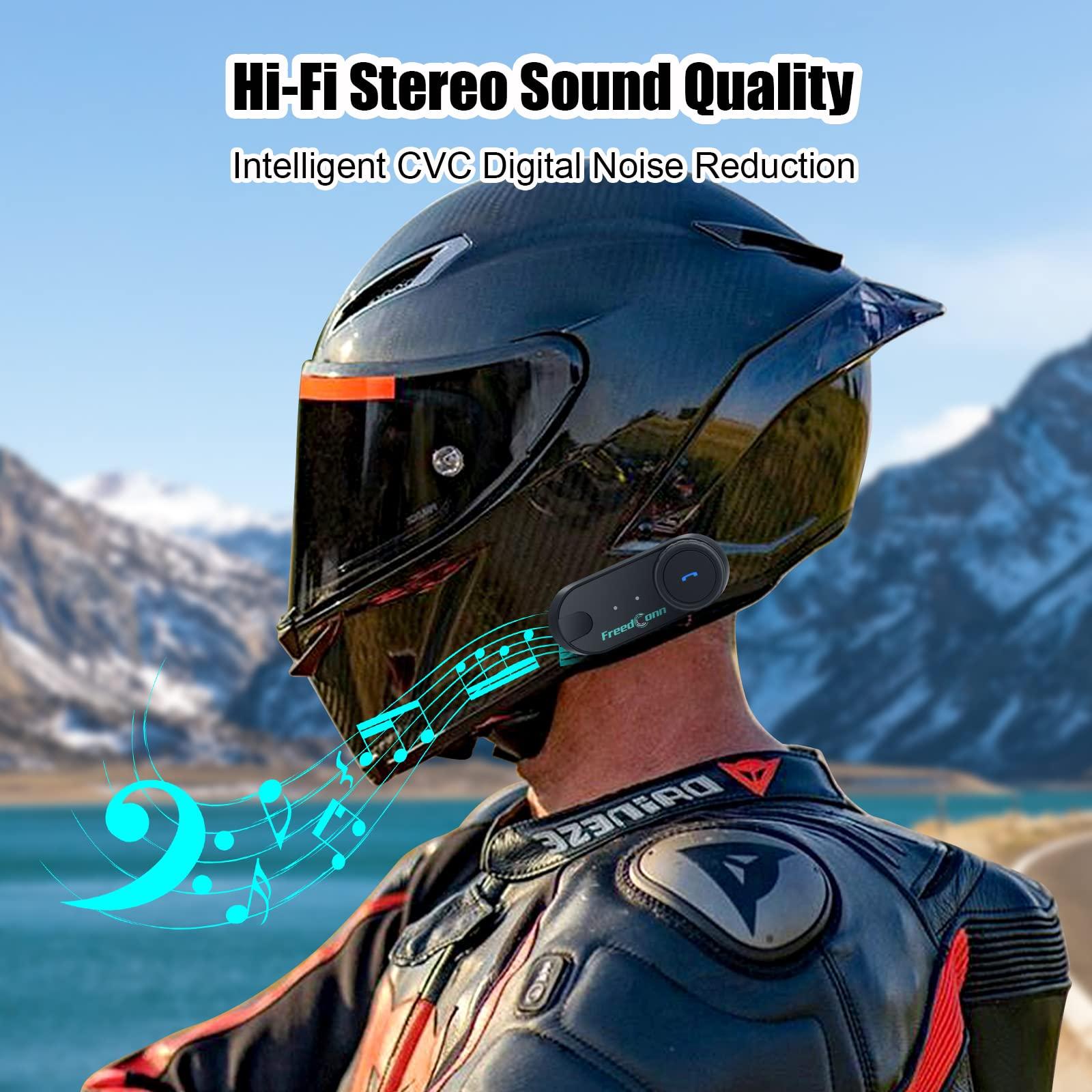 FreedConn FreedConn Motorcycle Bluetooth Headset TCOM VB with Helmet Communication System Music Sharing/Universal Pairing/2-3 Riders 800M Bluetooth Intercom Motorcycle Accessories(2 Pack)