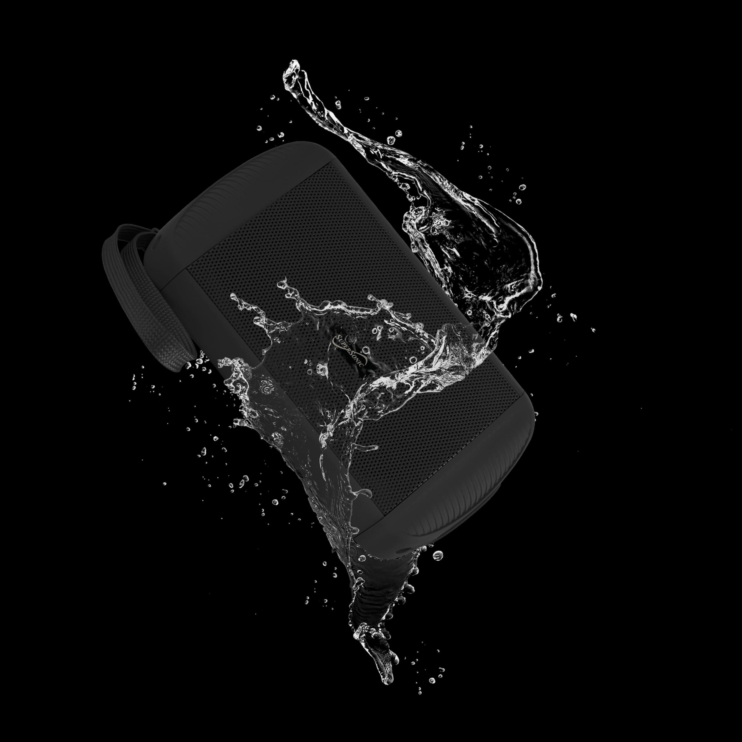 Supersonic Supersonic SC-1450IPX Water Resistant Portable Bluetooth TWS Speaker, IPX6 Water Resistant, Secure Pairing, Micro SD Card Slot, 3.5mm Input, Rechargeable, Convenient Wrist Band (Black)