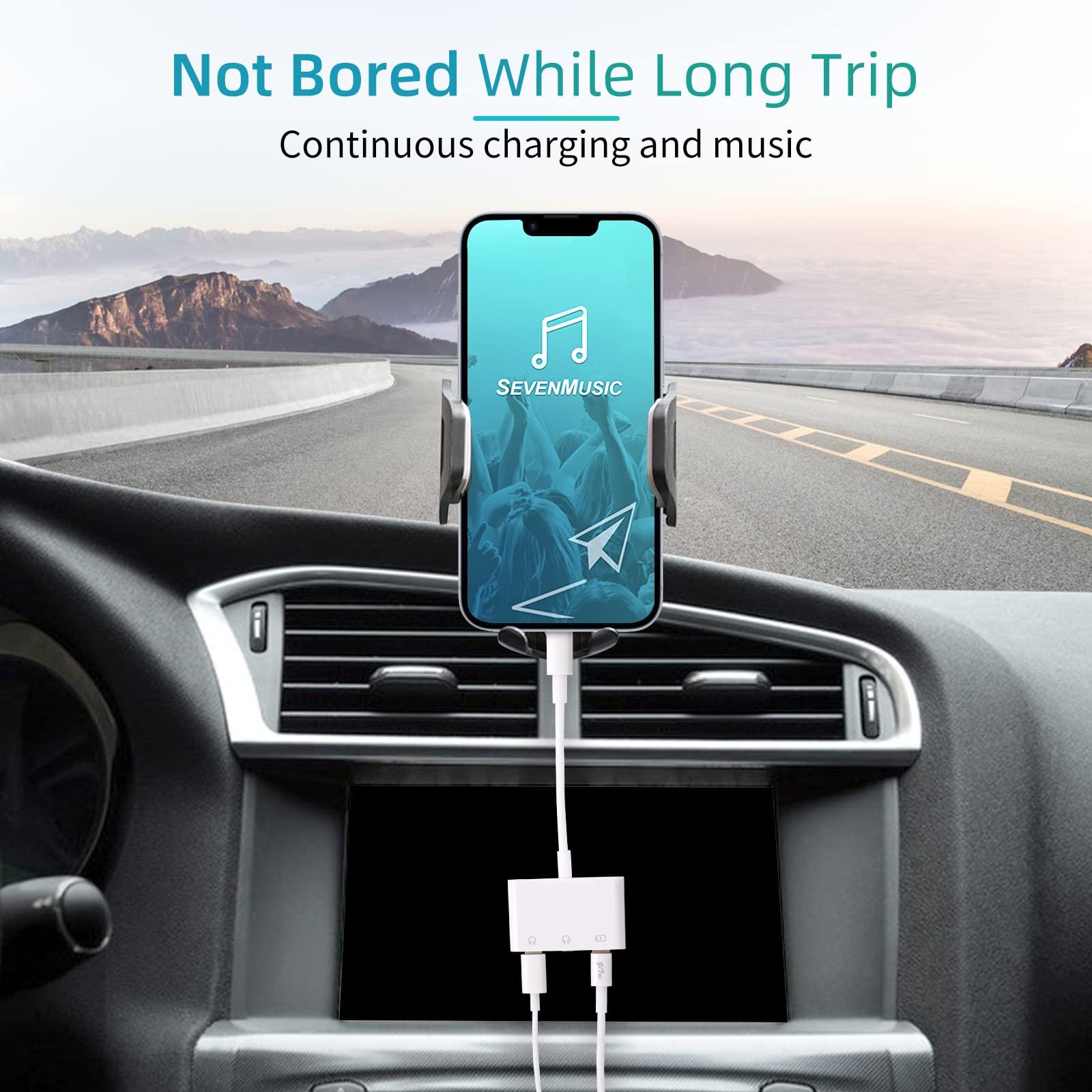 A-BST 3.5mm Headphone Splitter for iPhone iPad 3 in 1 Earphone Jack Adapter with Fast Charging Lightning Audio Jack Connector Compatible for iPhone 14 13 12 11 X XR XS 8 7 iPad