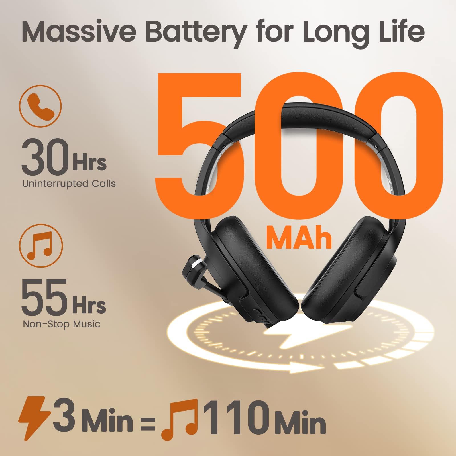 EKSA EKSA Wireless Headset with Mic for Work, Bluetooth 5.0 Headset with AI-Powered Noise Cancelling Microphone - Bluetooth Wireless Headphones with Mic for Work/PC/Laptop/Computer/Office/Zoom