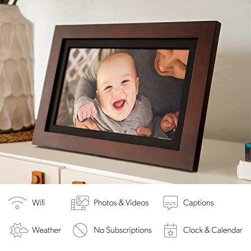 Brookstone Brookstone PhotoShare 14” Smart Digital Picture Frame, Send Pics from Phone to Frames, WiFi, 8 GB, Holds 5,000+ Pics, HD Touchscreen, Premium Espresso Wood, Easy 1-min Setup