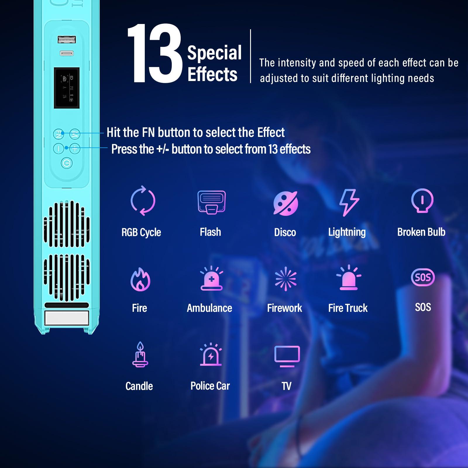 Sirui SIRUI 30W RGB LED Video Light Stick, T30 Tube Light, 2500K~7000K, 2580 lux/0.5m, TLCI 98, CRI 96, 6 Pixel Effects, 13 Light Effects, Full-Color LED Light, Reverse Charging, Magnetic Light, Teal