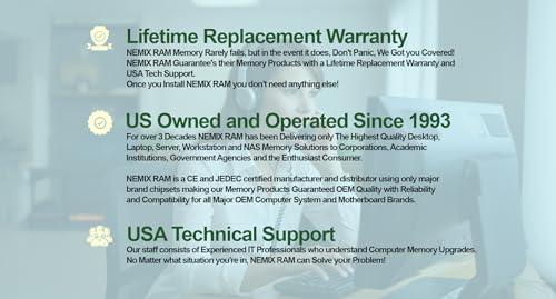 NEMIX RAM NEMIX RAM 256GB (4X64GB) DDR5 4800MHZ PC5-38400 2Rx4 1.1V 288-PIN ECC RDIMM Registered Server Memory KIT Compatible with SUPERMICRO X13SET-G | X13SET-GC Motherboard