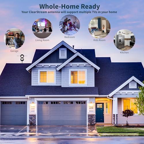 Antennas Direct Antennas Direct ClearStream MAX-XR UHF VHF Indoor Outdoor TV Antenna, Multi-Directional, 60-Mile Range, 4K 8K UHD NEXTGEN TV w/ 20-inch Mast (Black)