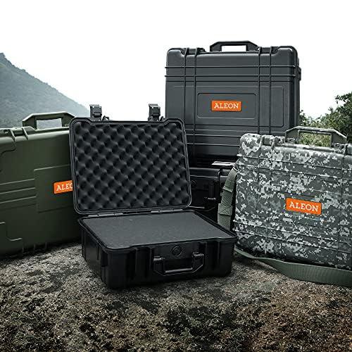 Aleon 17-Inch Laptop Hard Shell Protective Case Durable ABS Equipment Enclosure with High Impact Resistance, Tight Seal for Dust and Water Resistance, Black Box with Shoulder Strap, Foam Insert Included.