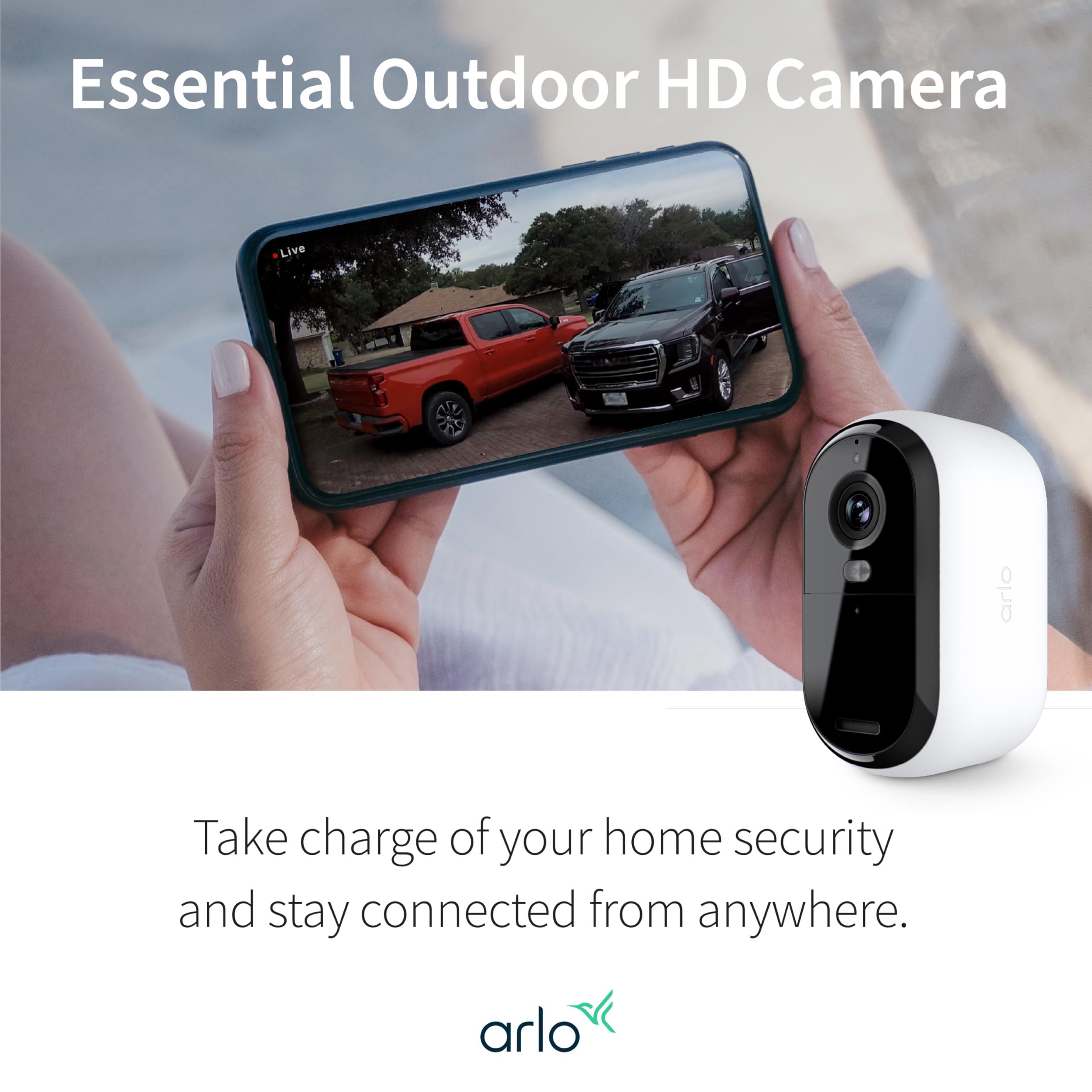 Arlo Arlo Essential Security Camera 1080p HD | Outdoor - Indoor | 2nd Gen | Wireless with Spotlight, 2-Way Audio, Color Night Vision, Live Stream, Real Time Notifications, Wide Angle - White, 3 Cameras