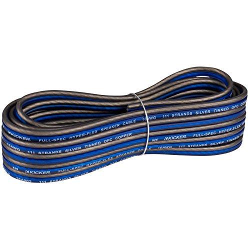 KICKER 2 Pair (Qty 4) of Kicker 8\" 2-Way 300 Watts Max Power Coaxial Marine Audio Multicolor LED Speakers with Charcoal Grilles, 50-Feet 16-Gauge Speaker Wire