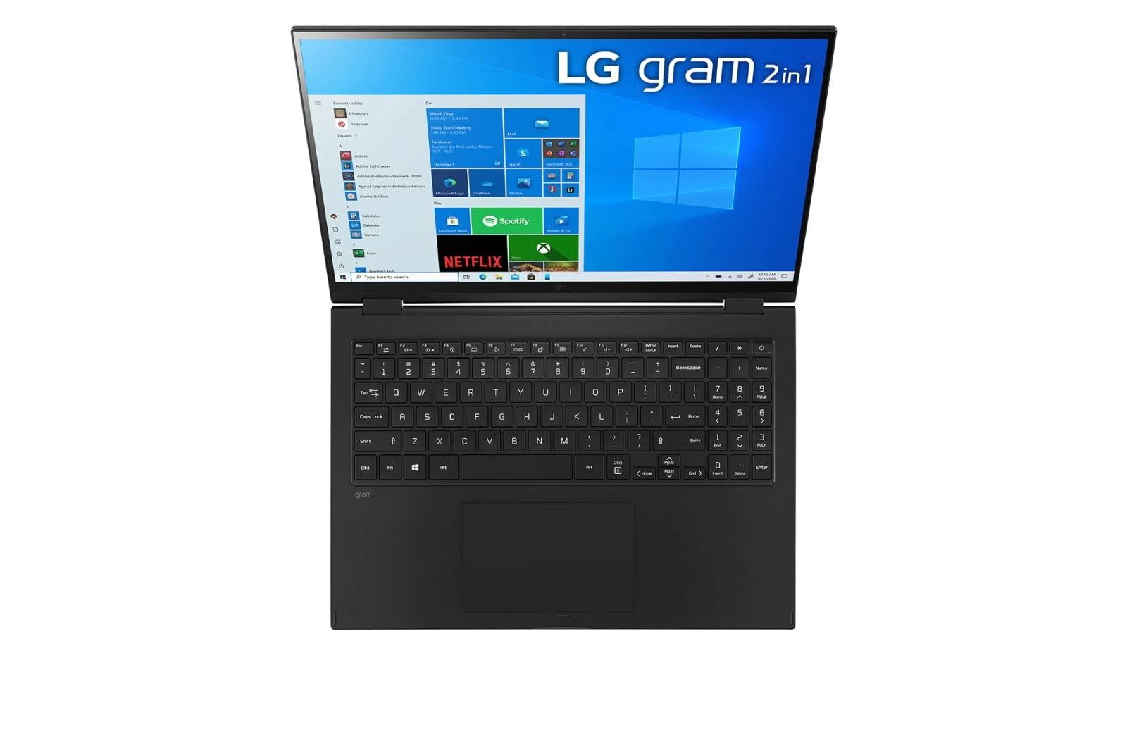 LG LG Laptop | Gram 16 2-in-1 | 16" 2560 x 1600 Touchscreen LED-Backlit | Intel Core i7-1165G7 4-Core | 16GB LPDDR4 | 512GB SSD | Windows 10 Pro | Backlit Keyboard - 720p HD Camera - Black