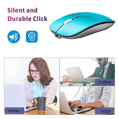 Uciefy Uciefy Q5 Slim Rechargeable Wireless Mouse, 2.4G Optical Silent Ultra Thin Wireless Computer Mouse with USB Receiver and Type C Adapter, Compatible with PC, Laptop, Desktop (Blue)