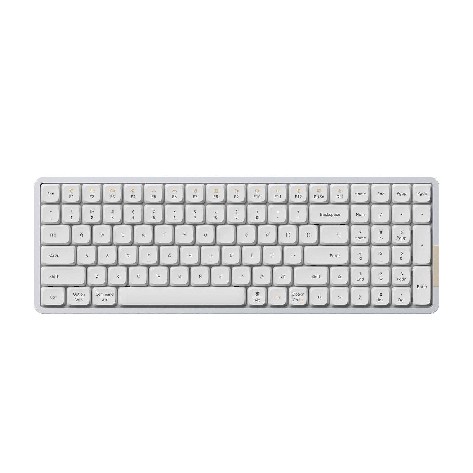 LOFREE LOFREE Flow100 Low Profile Mechanical Keyboard, 75 percent Rechargeable Wireless Keyboards with Bluetooth and Wired Connection, Ghost Linear Switches and Phantom Tactile Switches