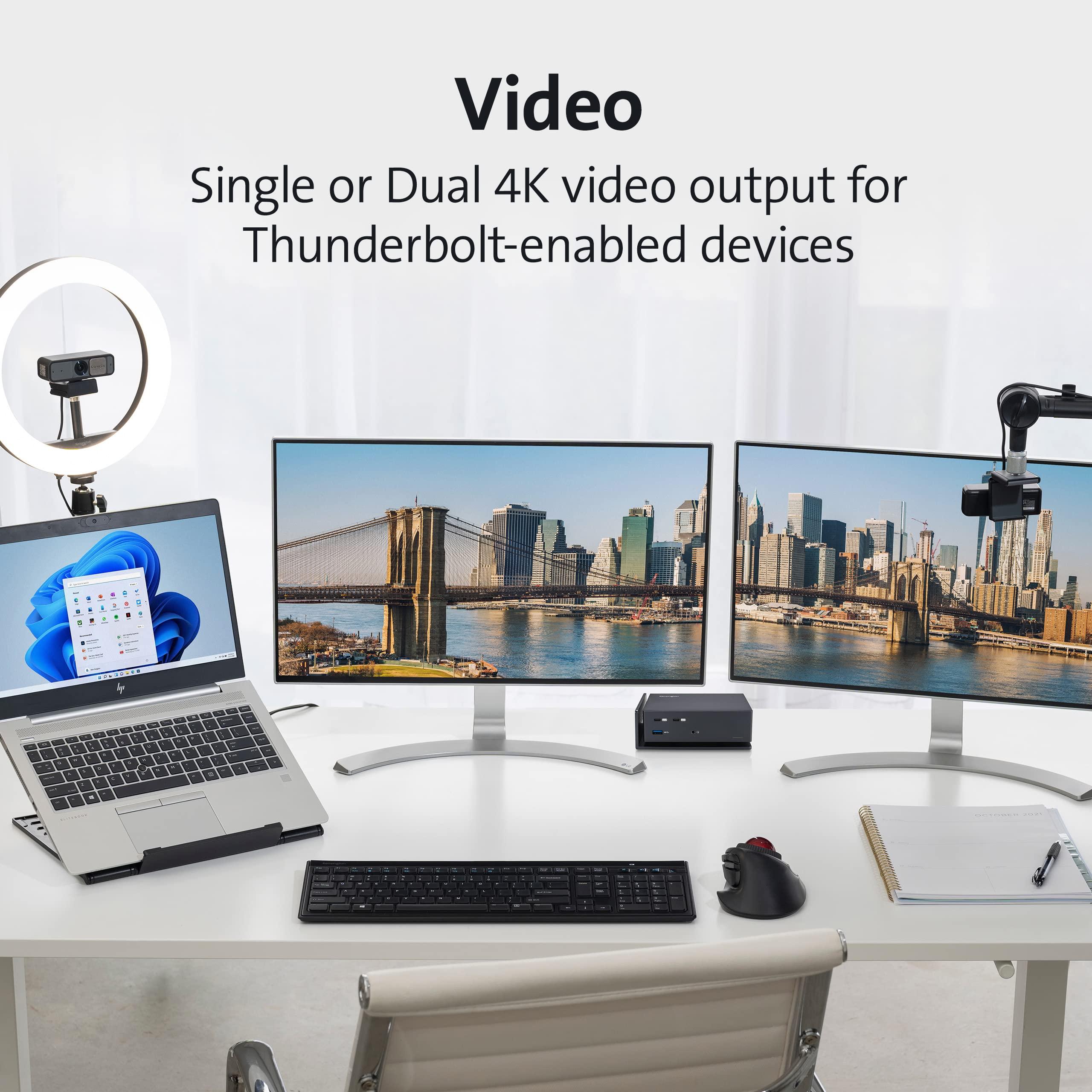 Kensington Kensington USB-C and Thunderbolt Dock, up to 100W Charging, Dual 4K, for Mac, Windows and Surface (K37010NA)