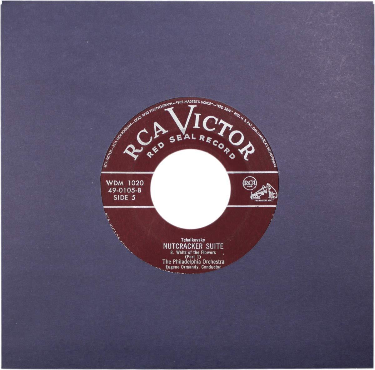 Square Deal Recordings & Supplies (100) 7" 45rpm Blue Vinyl Record Inner Sleeves - Archival Quality, Super Heavyweight 29# Paper with Hole - 07IWBL