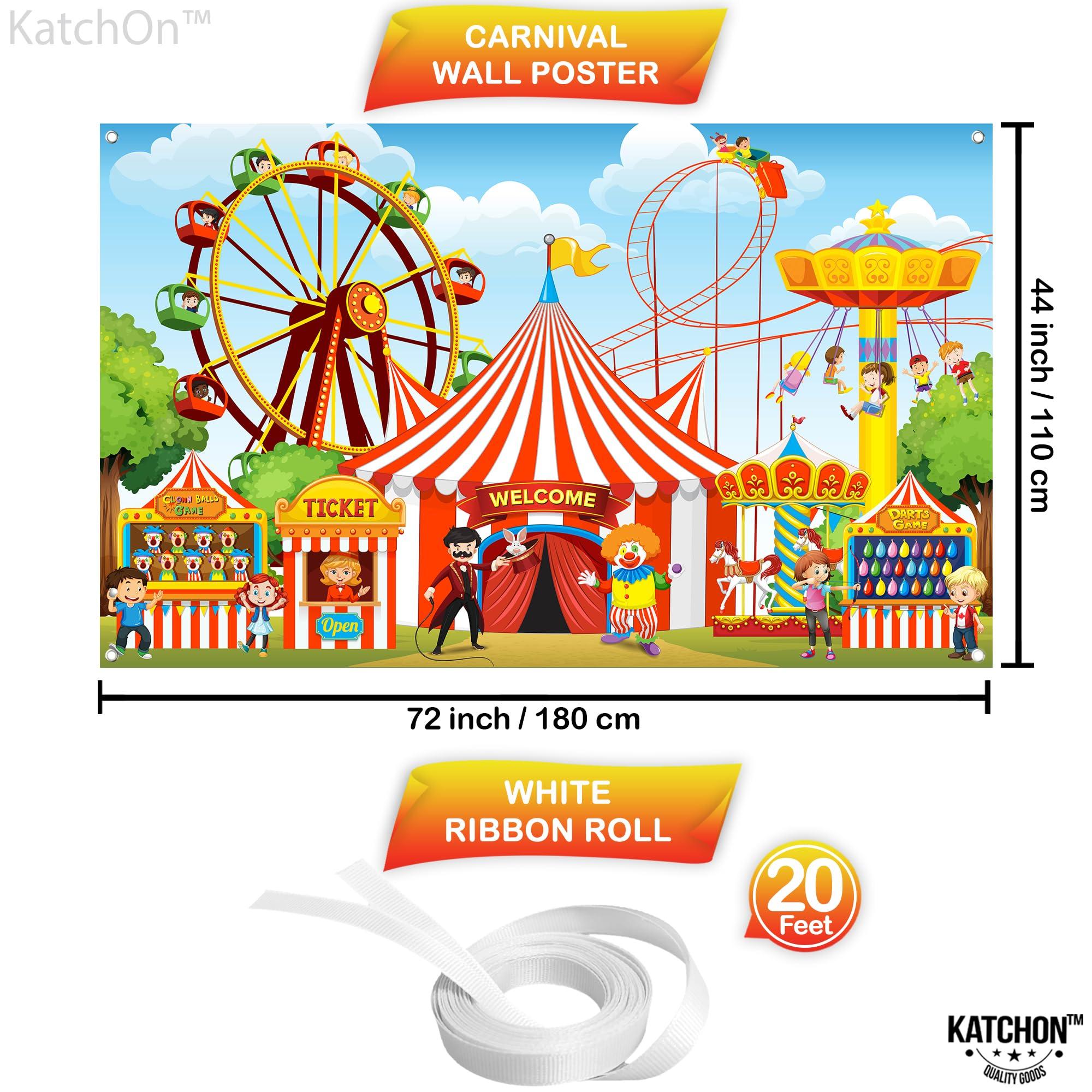 KatchOn KatchOn, XtraLarge Carnival Backdrop - 72x44 Inch, Welcome Banner - Carnival, Circus Party Decorations