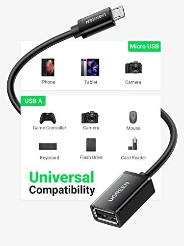 UGREEN UGREEN Micro USB 2.0 OTG Cable On The Go Adapter Male Micro USB to Female USB Compatible with Samsung S7 S6 Edge S4 S3 LG G4 Controller Android Windows Smartphone Tablets 4 Inch Black