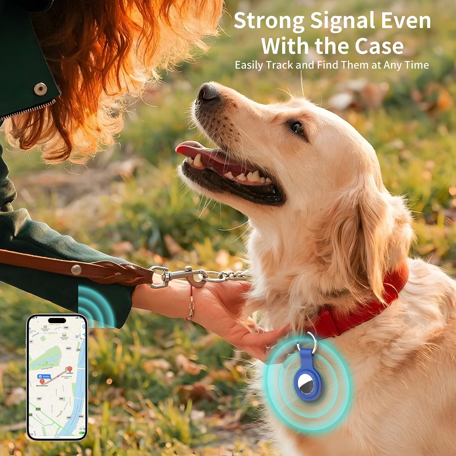 HATALKIN AirTag Holder AirTag Case Keychain Air Tag Holder, Silicone AirTags Key Ring Cases Tags Chain Apple GPS Item iTag Finders Accessories 4 Pack