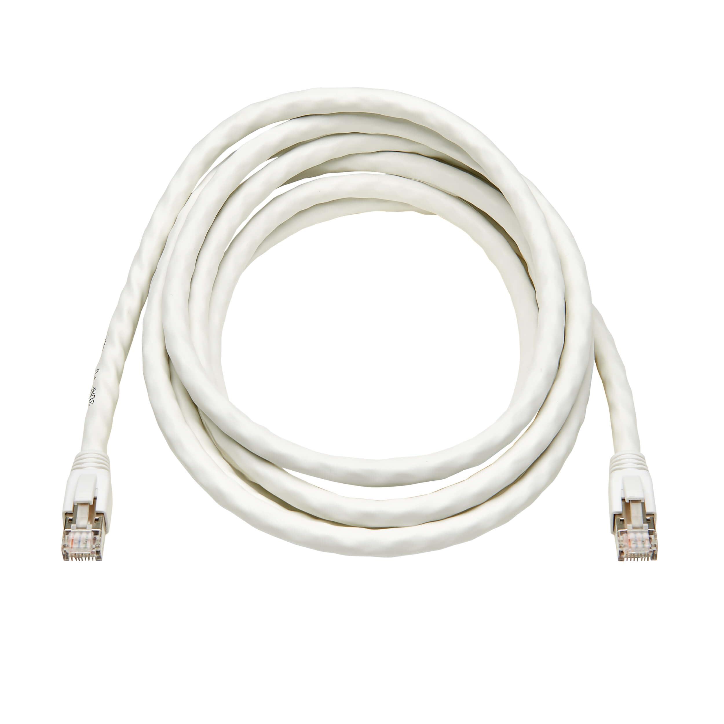 Tripp Lite Tripp Lite Cat8 40G PoE Shielded Ethernet Cable, 12 Feet / 3.7 Meters, White, High Speed, Power Over Ethernet, RJ45, Snagless SSTP, Male-to-Male, Network Patch LAN, (N272-F12-WH)