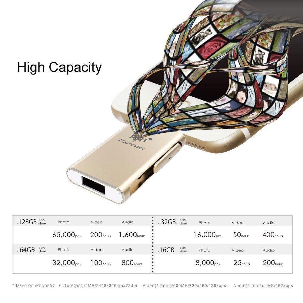 PQI [Apple Mfi] Iconnect 64 GB Mobile Flash Drive w/ Lightning Connector for iPhones, iPads, iPod Mac & PC USB 3.0 (Iron Gray)