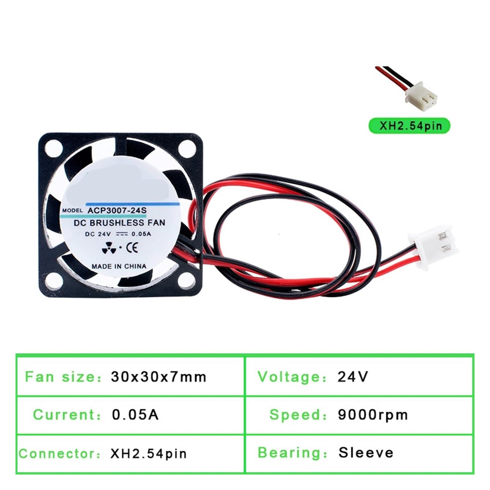 DVOGIFJG DVOGIFJG 1 Pcs P3007 3cm 30mm Fan 30x30x7mm DC5V 12V 24V 2pin Miniature Slim Cooling Fan for 3D Printer Router (Color : 24V)