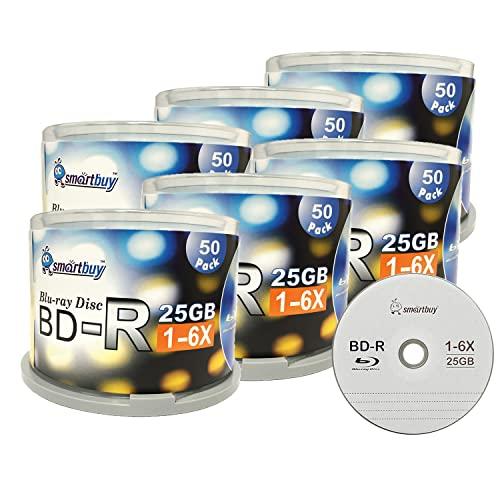 Smart Buy Smartbuy 300 Pack Bd-r 25gb 6X Blu-ray Single Layer Recordable Disc Logo Top Blank Data Video Media 300 Disc Spindle