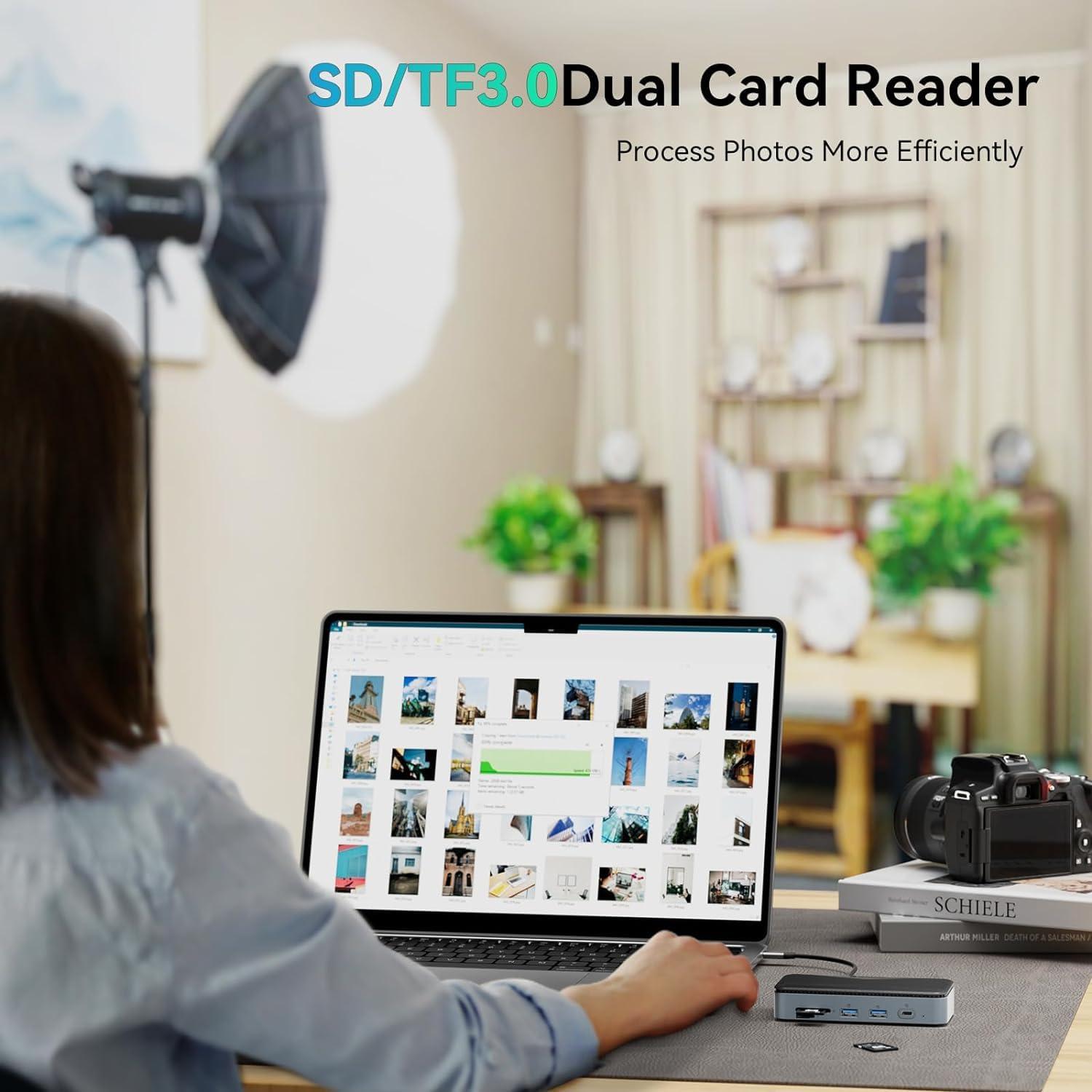 Yottamaster Yottamaster USB C Docking Station with 4TB M.2 NVMe SSD Enclosure, 10 in 1 USB C HUB Adapter 10Gbps USB 3.2 Gen2, 4K@60Hz HDMI, 100W PD, SD/TF 3.0 Card Reader, Ethernet for Windows, Mac [Diskless]