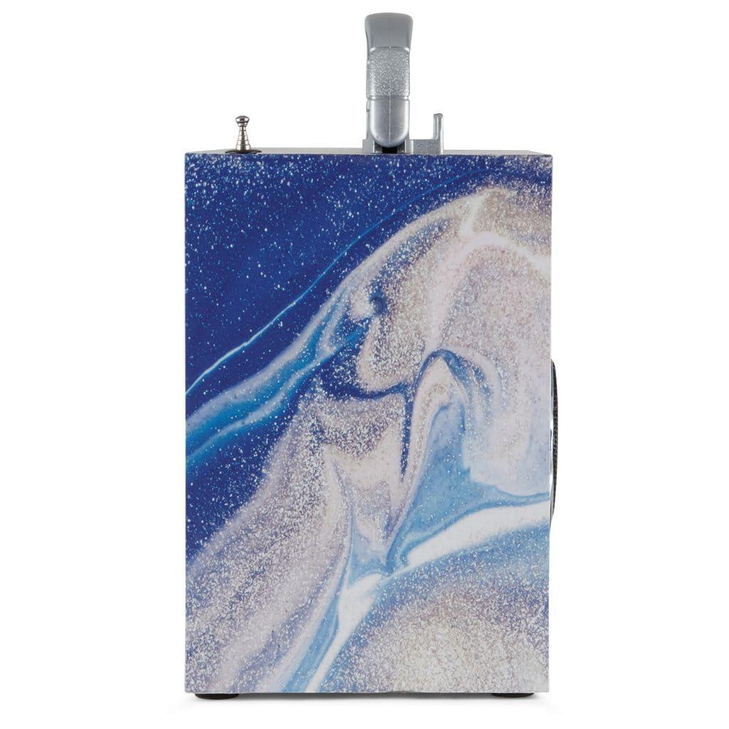 Wireless Express Wireless Express - Portable Party Speaker: Retro Boombox with Bluetooth, LED Light Show, Enhanced FM Radio, Rechargeable Battery (Blue Swirl - Bundle w/Mic)