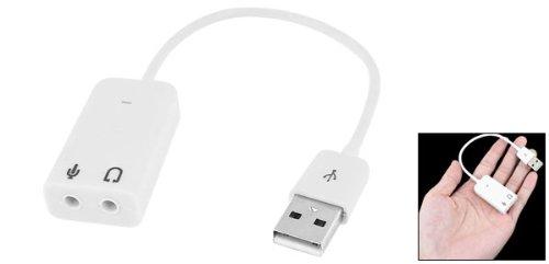 uxcell uxcell 3.5mm Microphone Earphone Socket USB 2.0 Sound Card Speaker Audio Adapter White