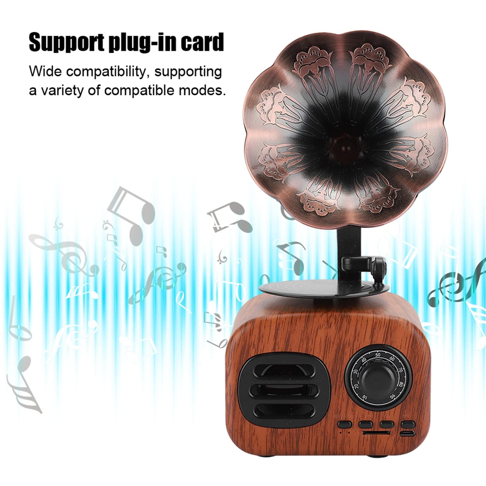Sanpyl Mini Retro Speaker, Portable Retro Music Player Loudspeaker Support Plug in Card Easy to Carry Idea Gift for Friends (Walnut Wood)