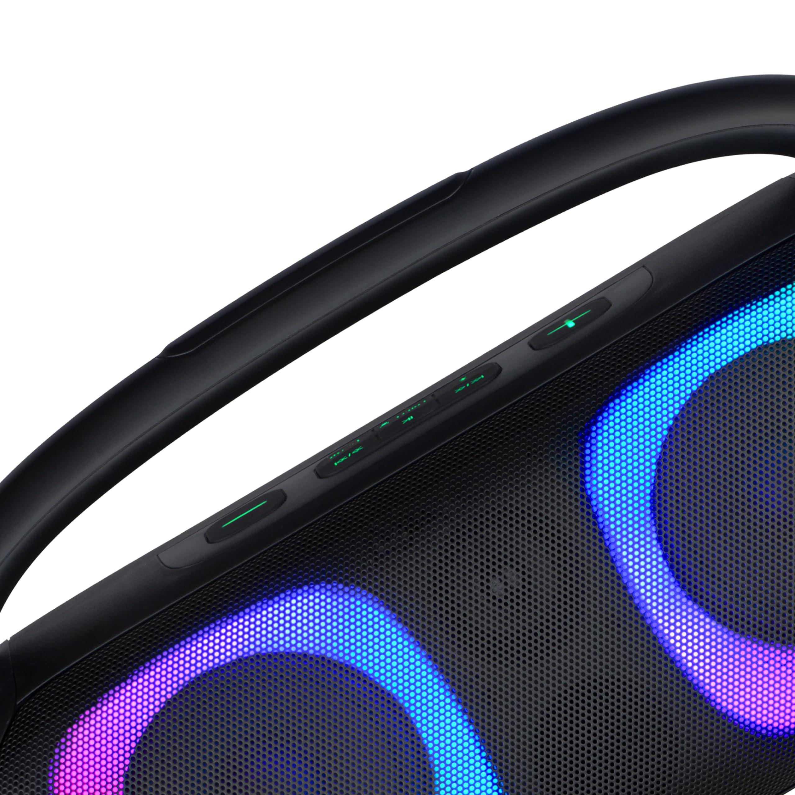 Supersonic IQ Sound IQ-3540BT Portable Bluetooth Speaker with RGB Lights, TWS, Enhanced Stereo Sound, Voice Assistant Control, Hands-Free Mic, RGB Lighting Modes, A2DP Bluetooth, USB/Micro SD/FM Radio Inputs