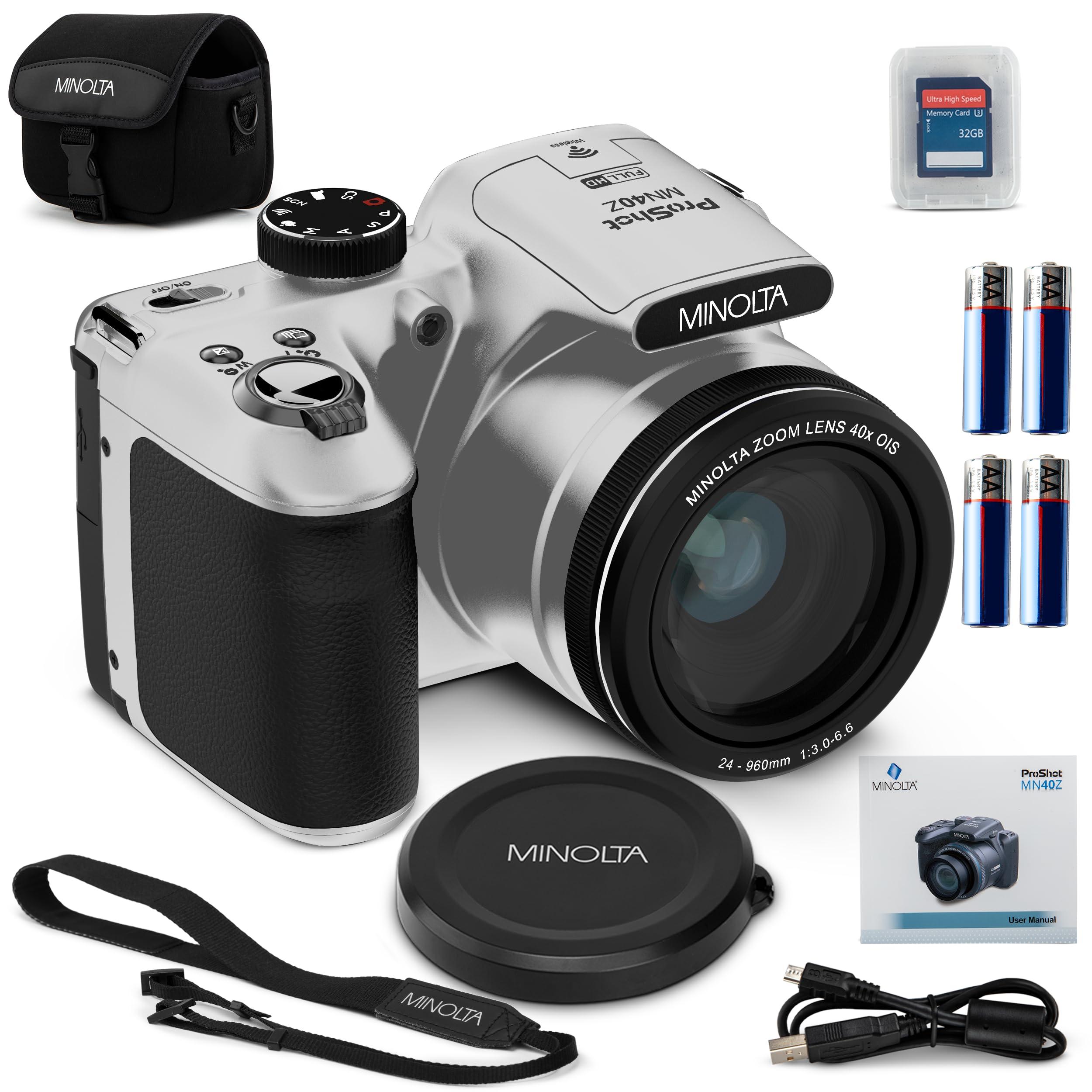 Minolta Minolta 20 Mega Pixels 40x Optical Zoom Digital Camera with 1080p FHD Video, Silver