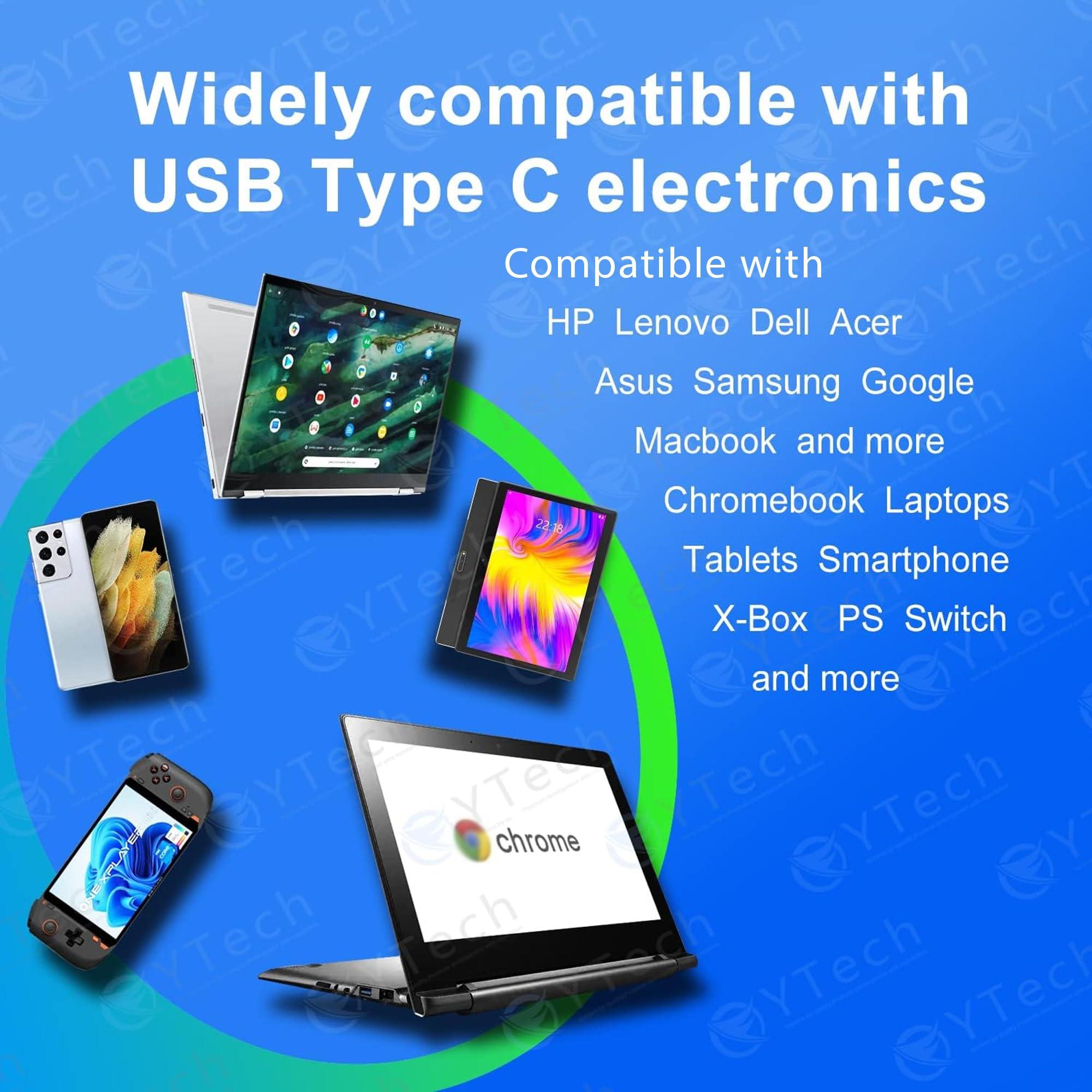 YTech 45W USB C Type C Chromebook Charger Laptop Fast Charging Power Adapter, Widely Compatible with HP, Dell, Lenovo, Acer, Asus, Samsung, Google, and More